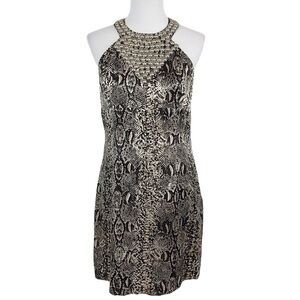 LAUNDRY by Shelli Segal Silk Snakeskin Print Mini Halter Dress Women’s Size 8
